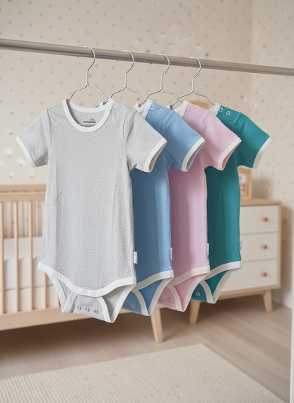 Mellowear short sleeve bamboo bodysuit collection in multiple colors
