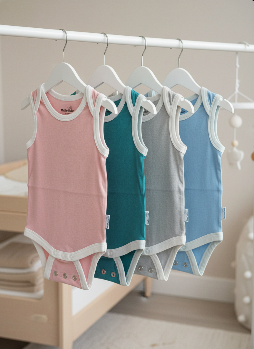 Mellowear sleeveless bamboo bodysuit collection in multiple colors